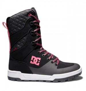 DC Shoes Nadene High Leg Winter Boots Naisten Talvisaappaat Mustat Valkoinen Pinkki | 317-KCGPWM