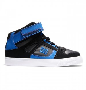 DC Shoes Pure High Elastic Lace High-Top Lasten Pure Mustat Sininen Punainen | 964-AVWNOS